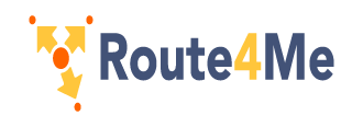 Route4Me logo featuring stylized orange geometric shapes resembling a map pin or routes, with blue company name text to the right